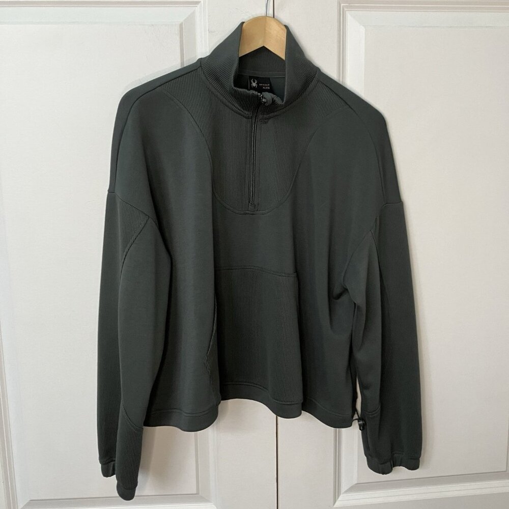 Spyder Active 1/4 Zip Pullover‎ Womens XL Gray Running Outdoor Gorpcore